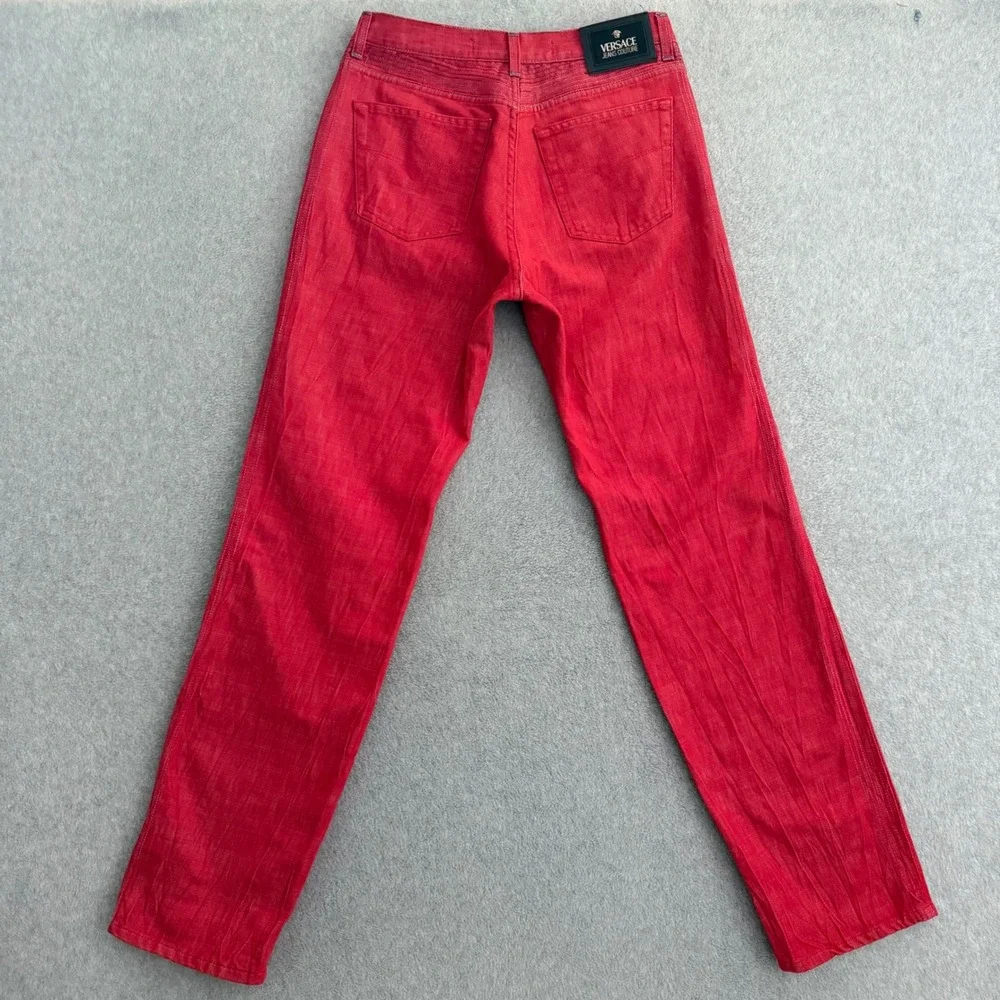 Versace Jeans Couture Mens Red Contrast Stitch Straight Leg Jeans IT 46 30x34
